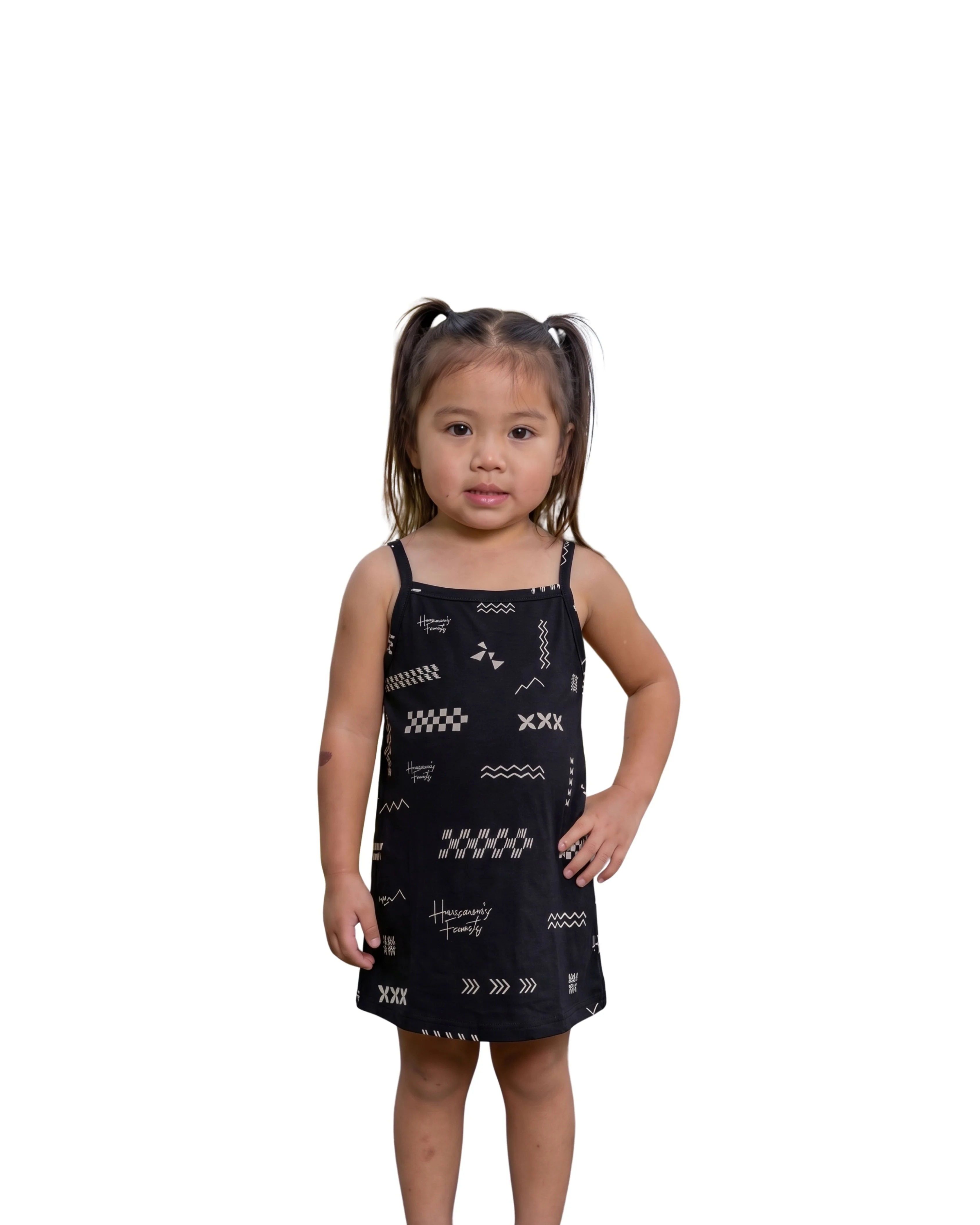 ʻANO KĀPALA PĒPĒ BLACK & WHITE CAMI DRESS