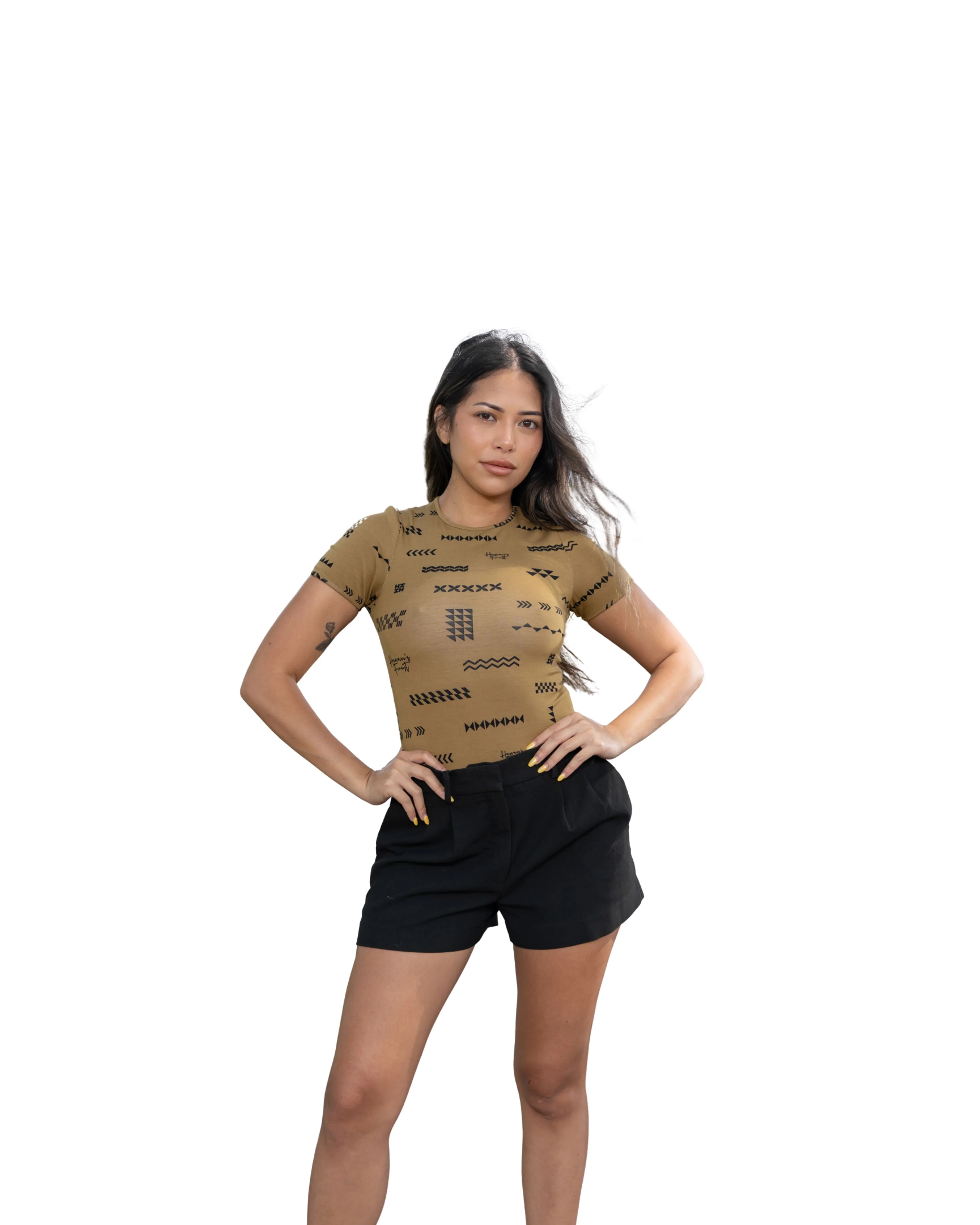 ʻANO KĀPALA WOMEN'S TAUPE & BLACK BODYSUIT