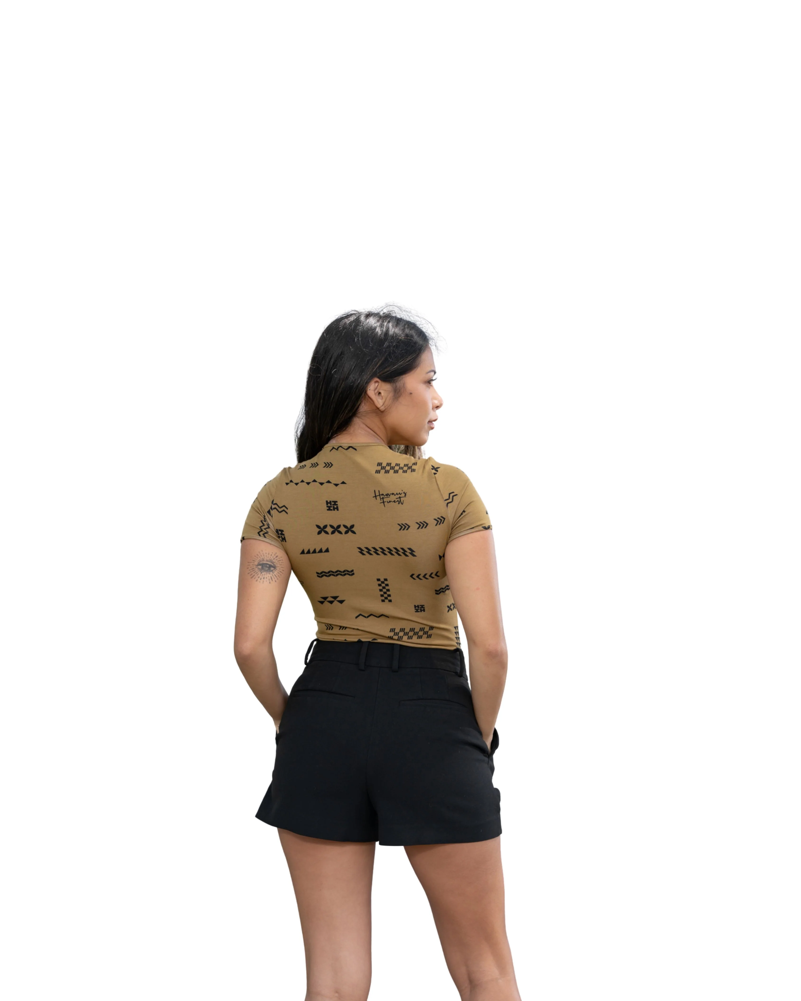 ʻANO KĀPALA WOMEN'S TAUPE & BLACK BODYSUIT - Image 2