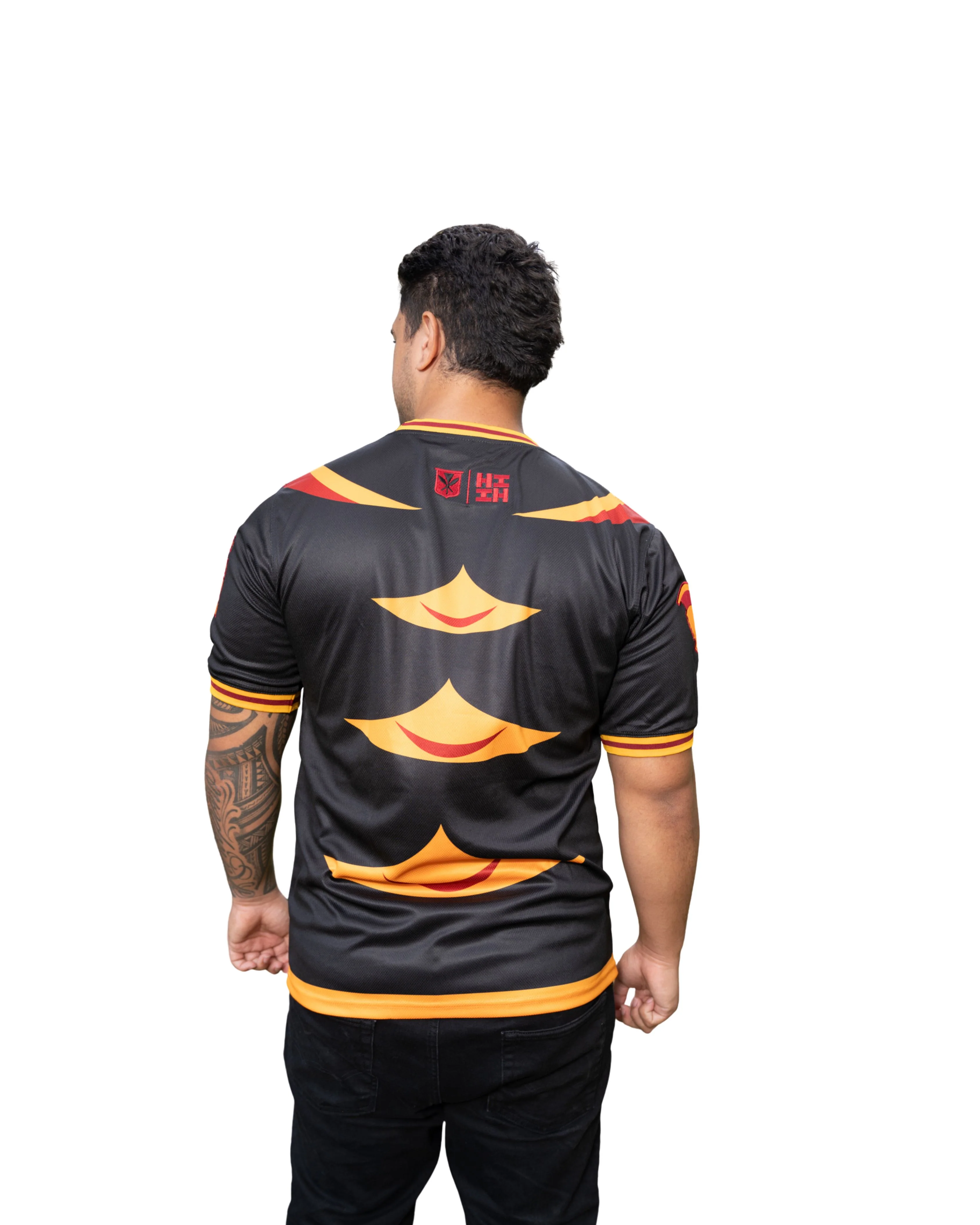 AHU ULA DEEP RED & ORANGE SOFTBALL JERSEY - Image 2