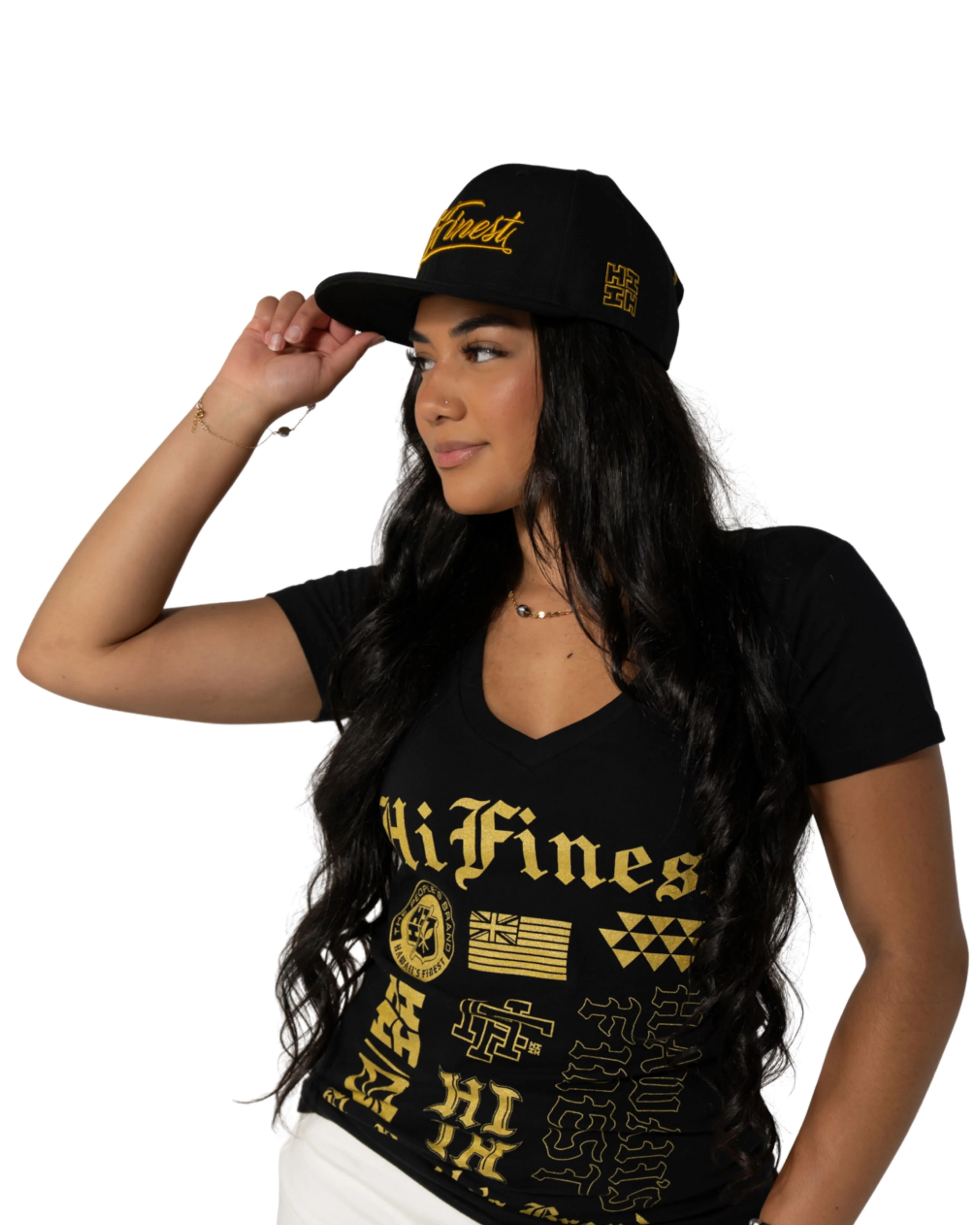 BLACK & GOLD SCRIPT HAT - Image 2