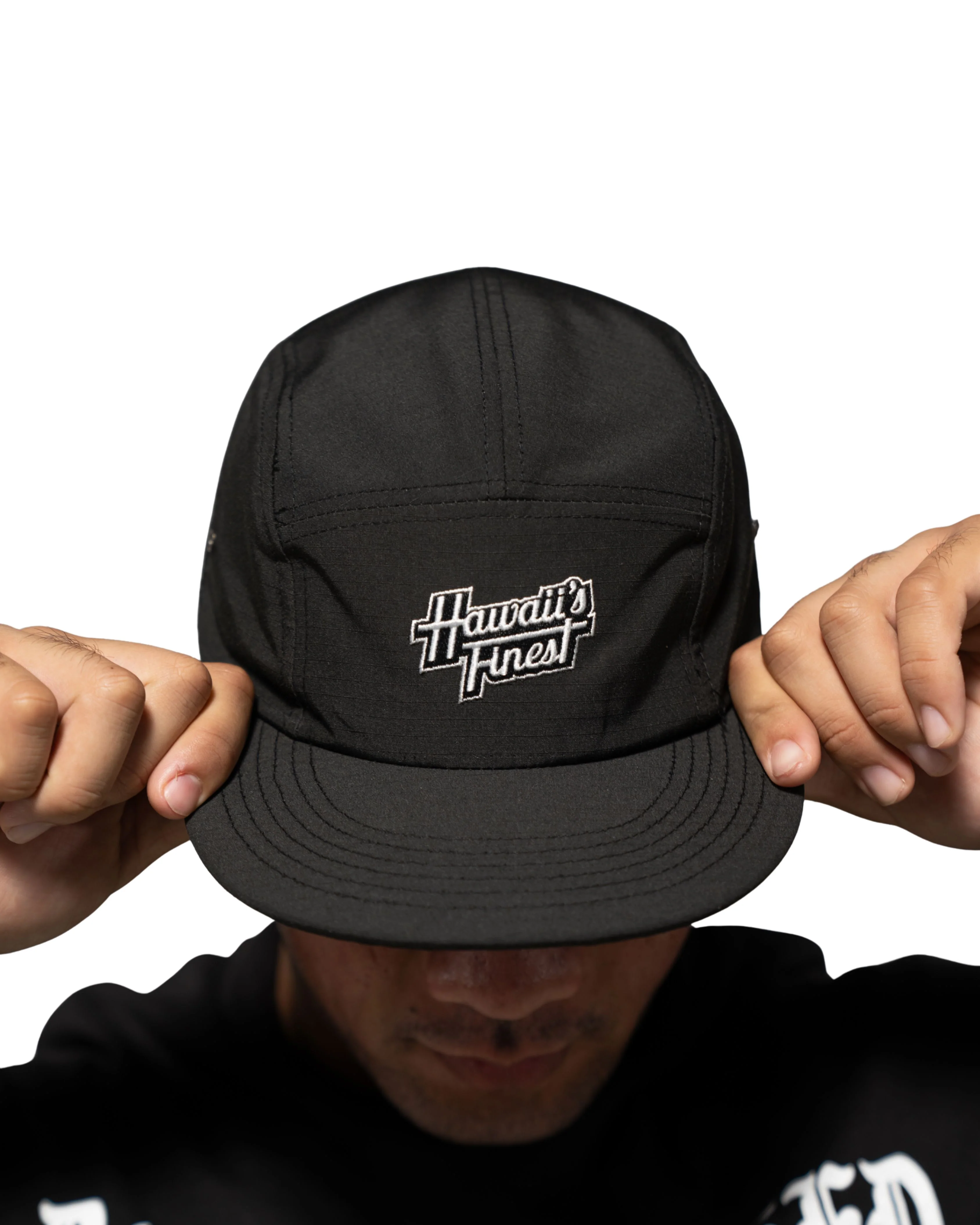 CHARCOAL RIP STOP SCRIPT 5-PANEL HAT