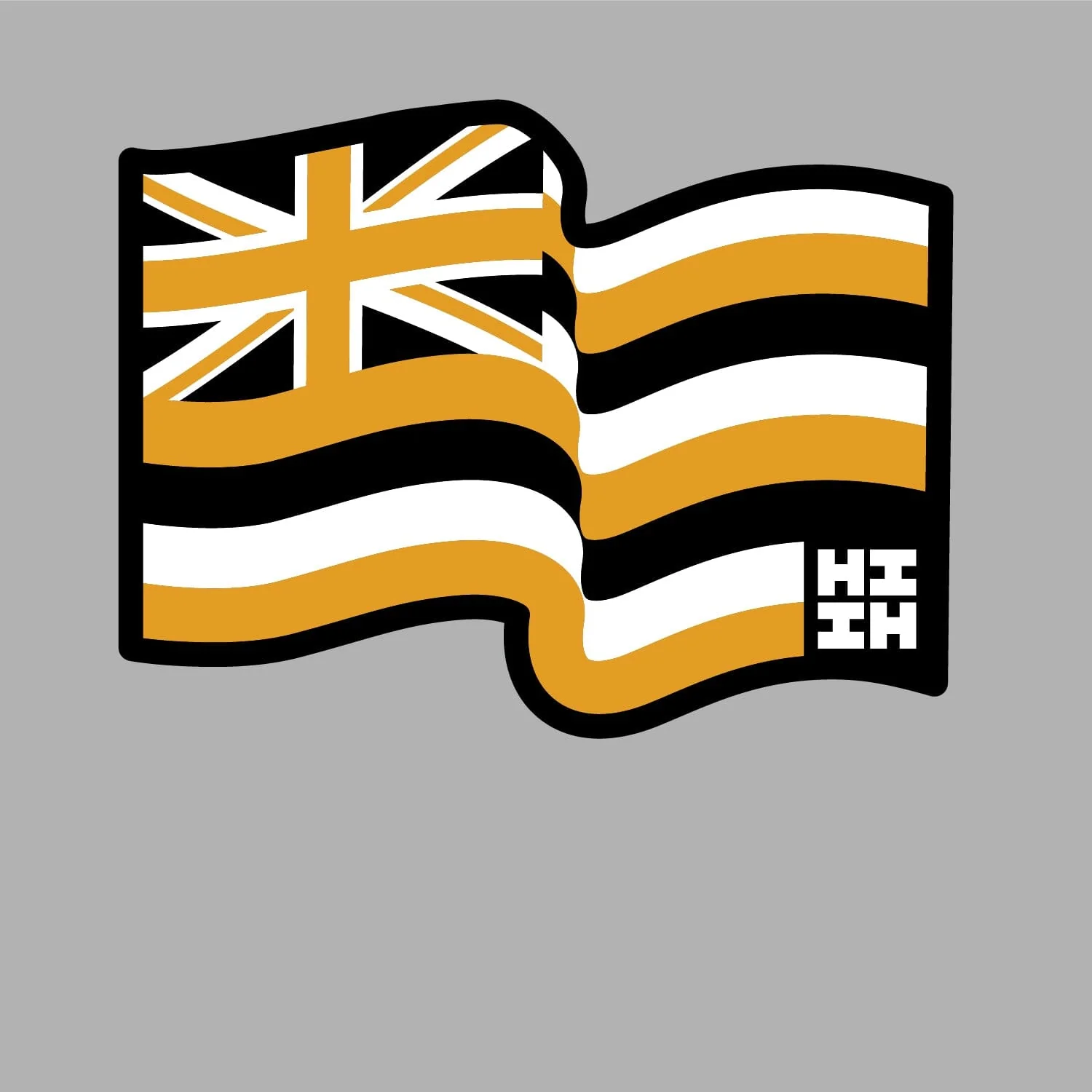 FULL COLOR STICKER - MUSTARD WAVY FLAG (HOLOGRAPHIC)