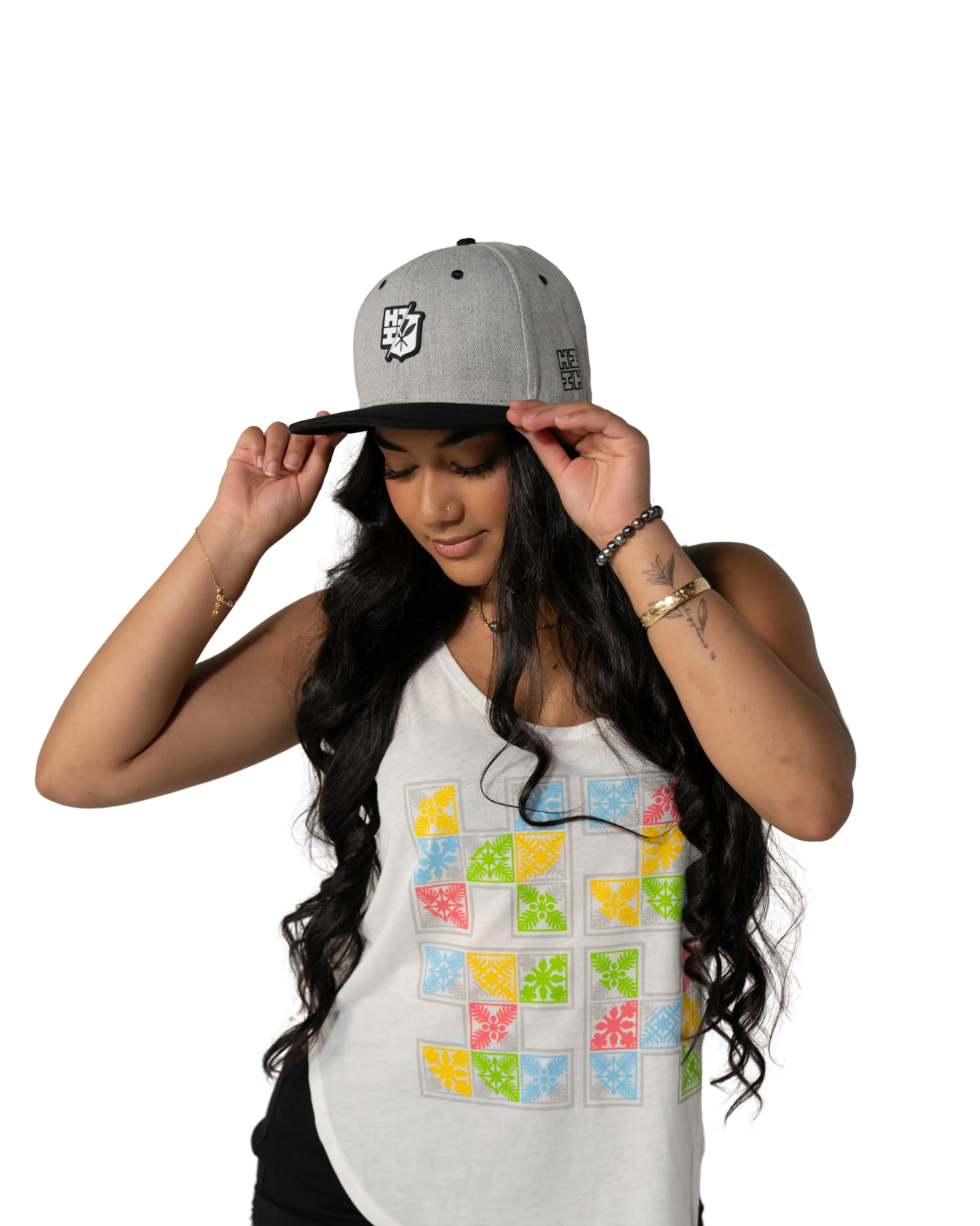 GRAY & BLACK SPLIT LOGO HAT