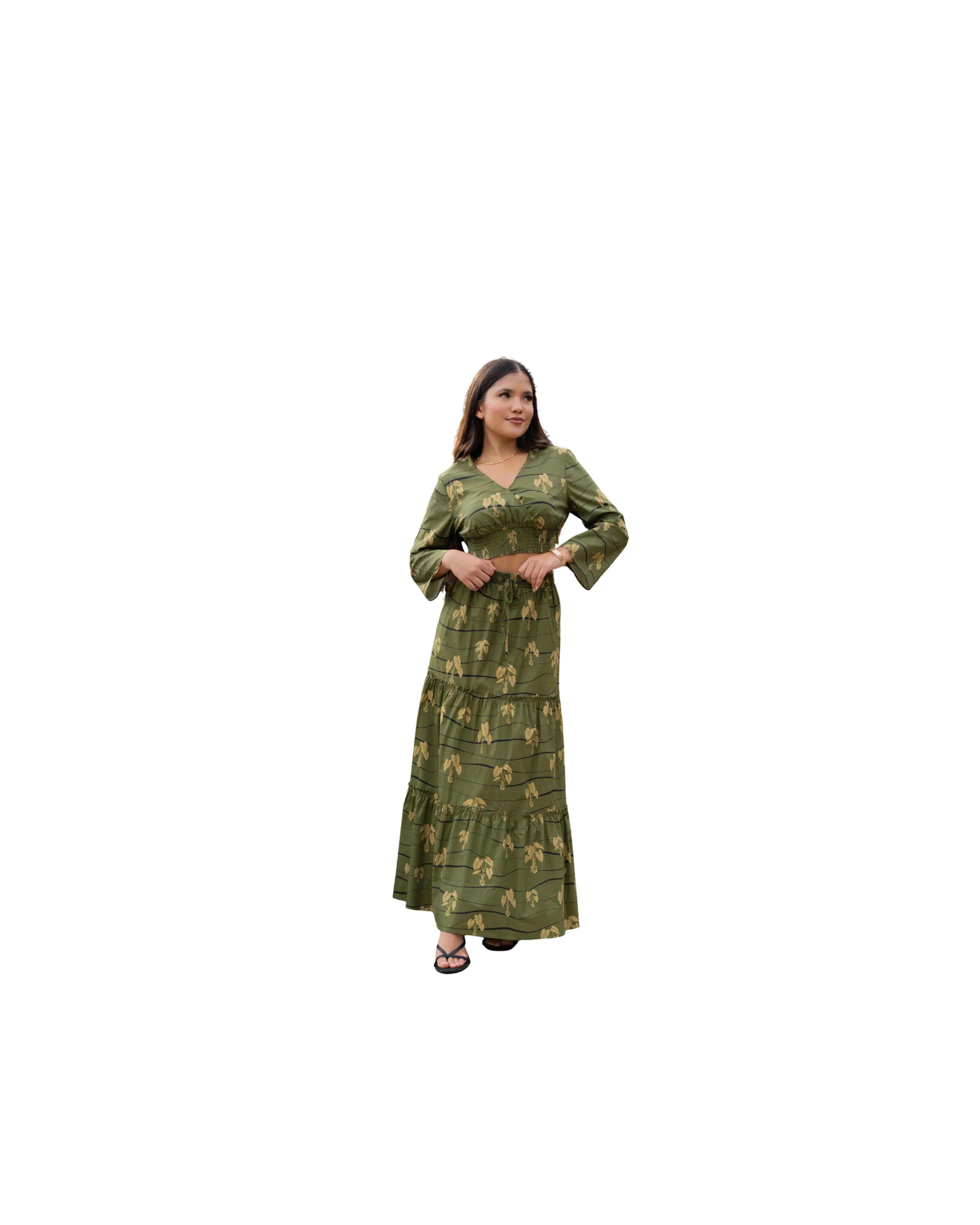 HĀLOA WOMEN'S OLIVE MAXI SKIRT - Image 2