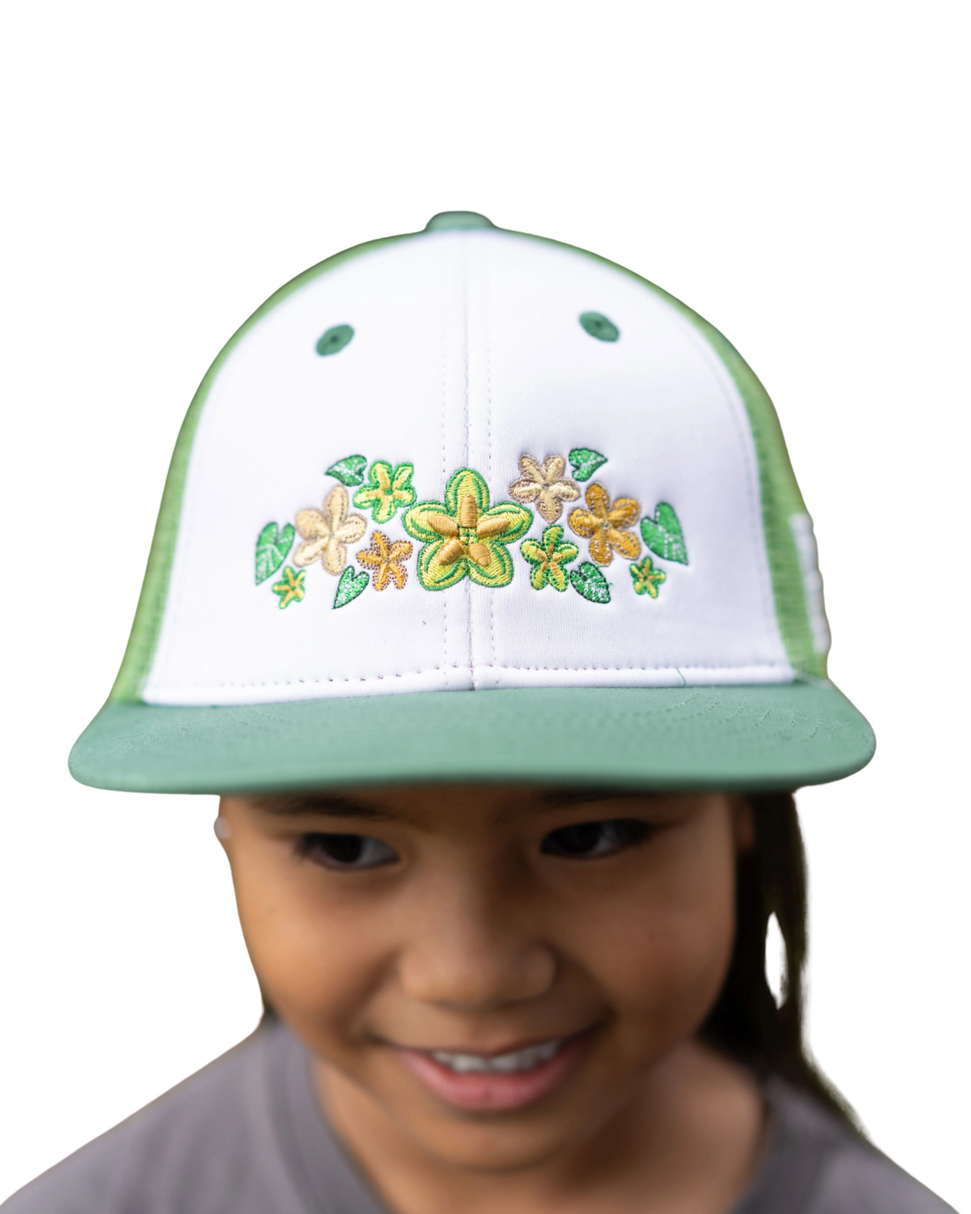 KEIKI GREEN FLORAL MESH HAT