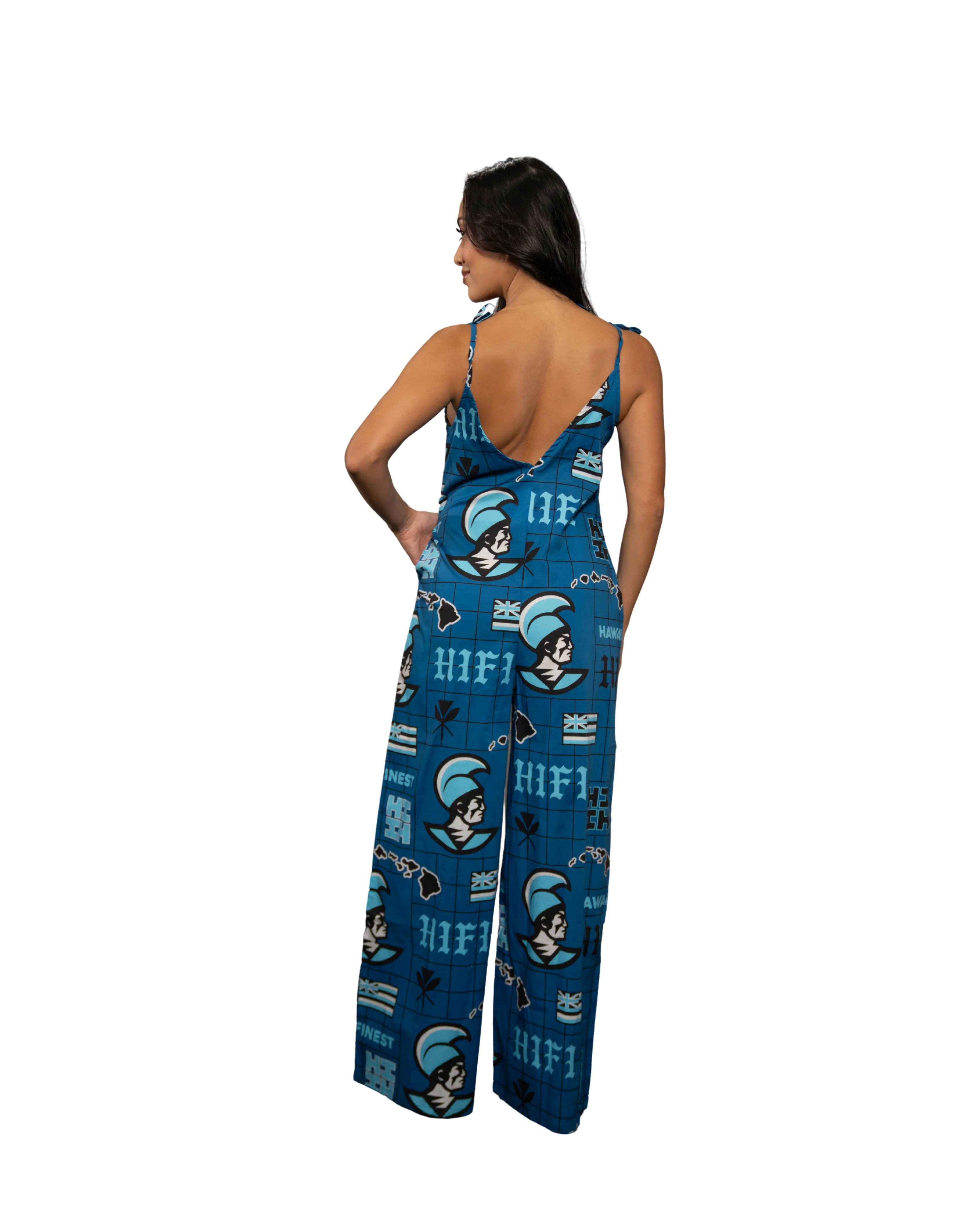 KOA ALOHA WOMEN'S BLUE TIE JUMPSUIT - Image 2