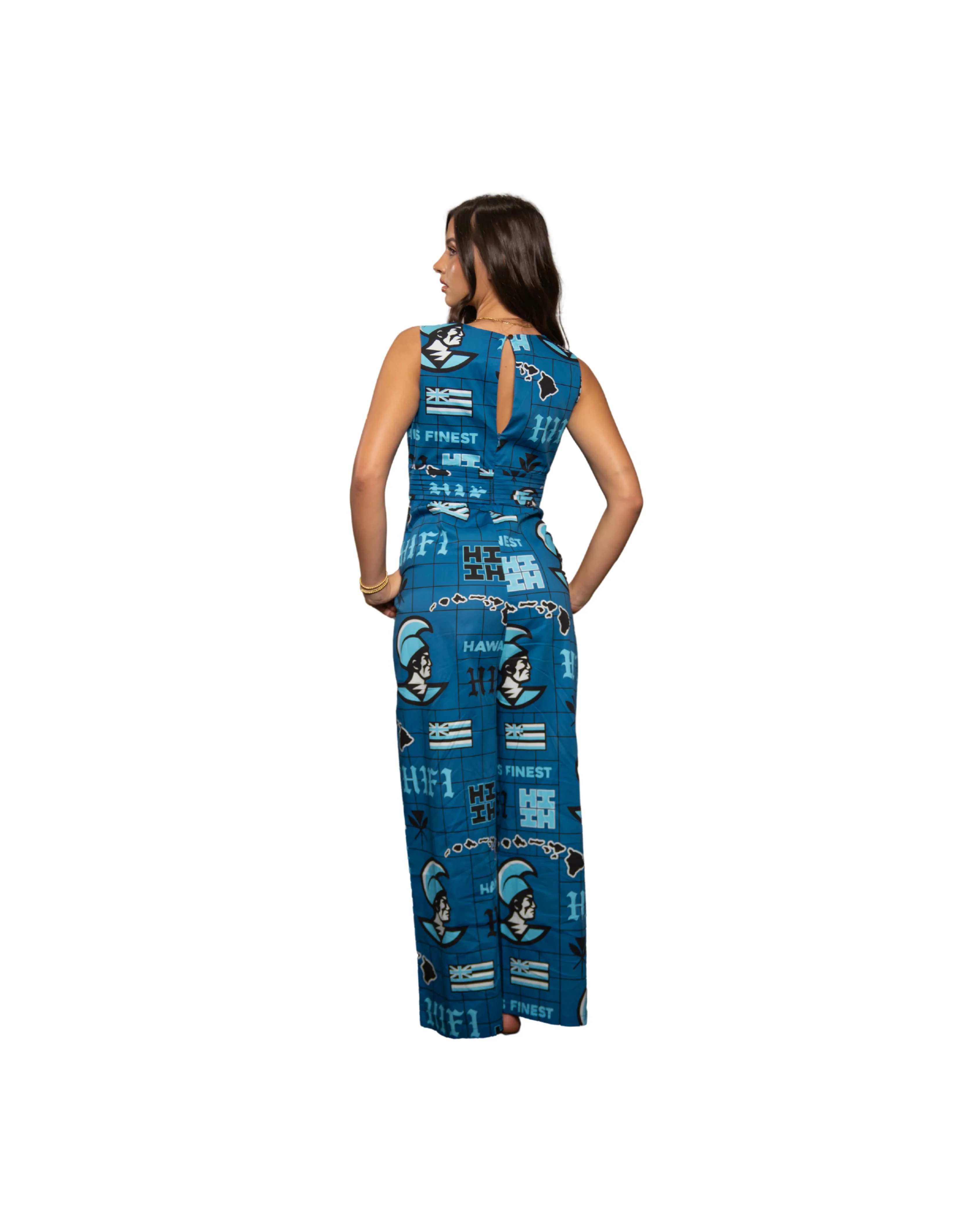 KOA ALOHA WOMEN'S BLUE V-NECK JUMPSUIT - Image 2