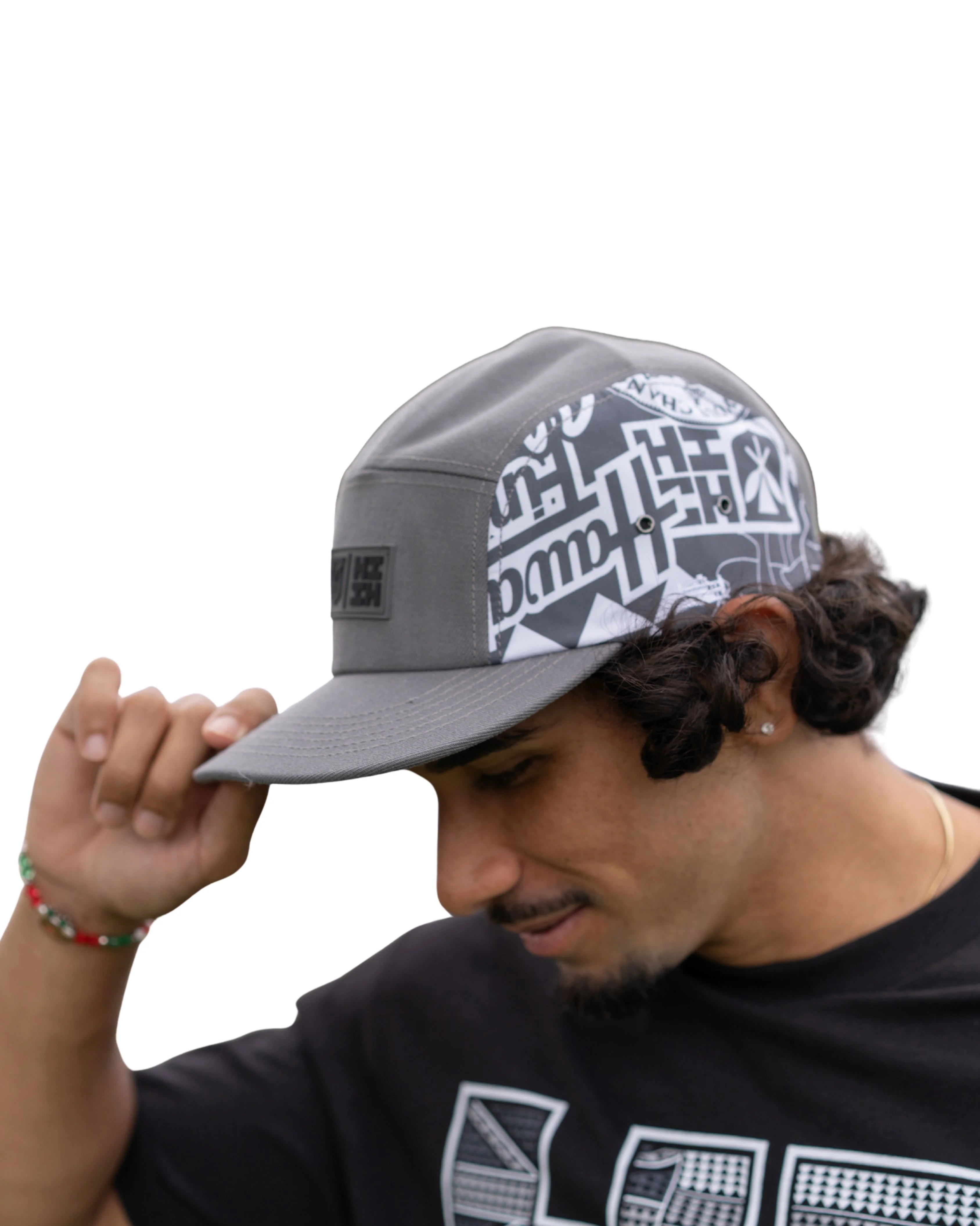 LIGHT GRAY STICKERBOMB 5-PANEL HAT - Image 2