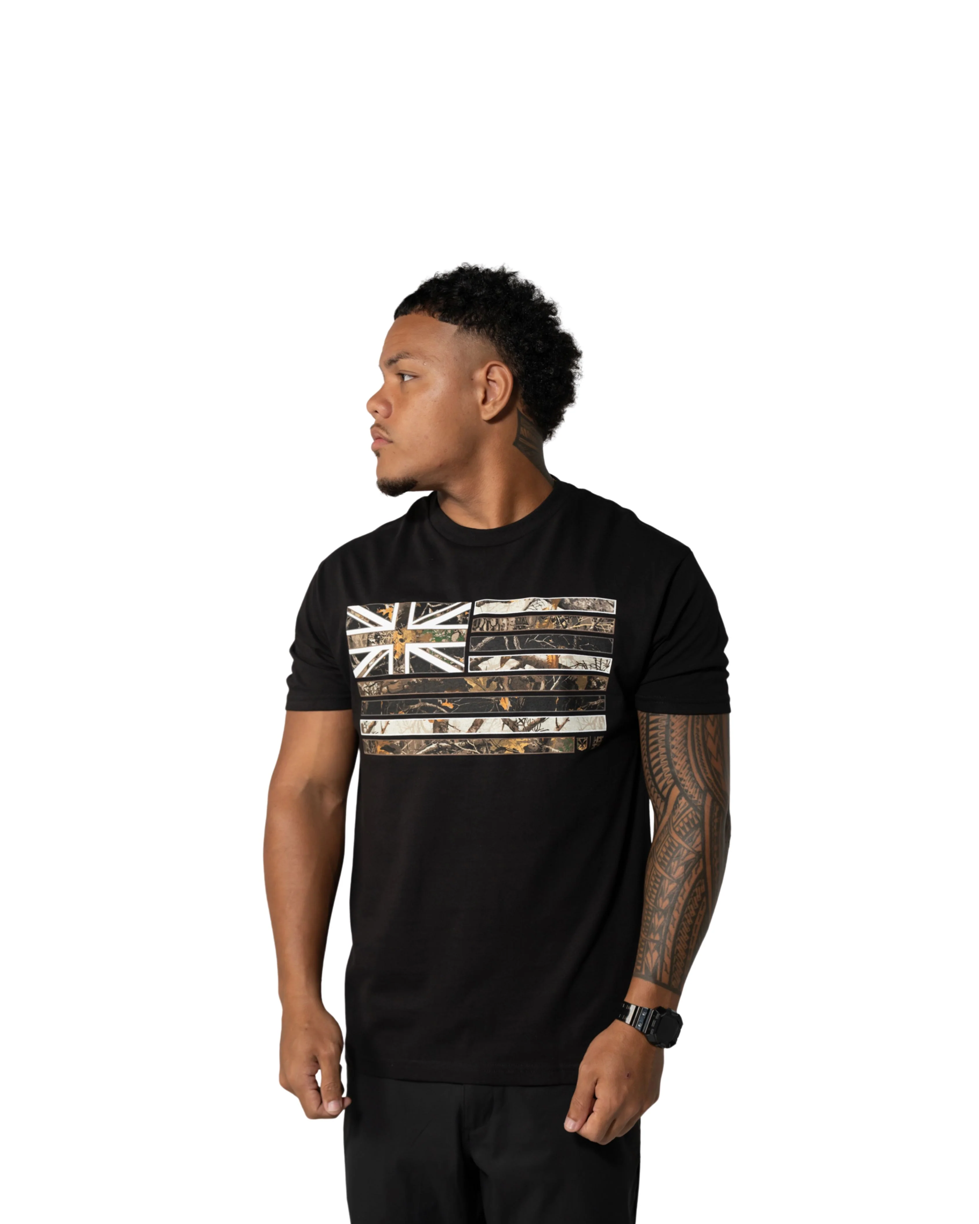 TREE CAMO FLAG BLACK T-SHIRT