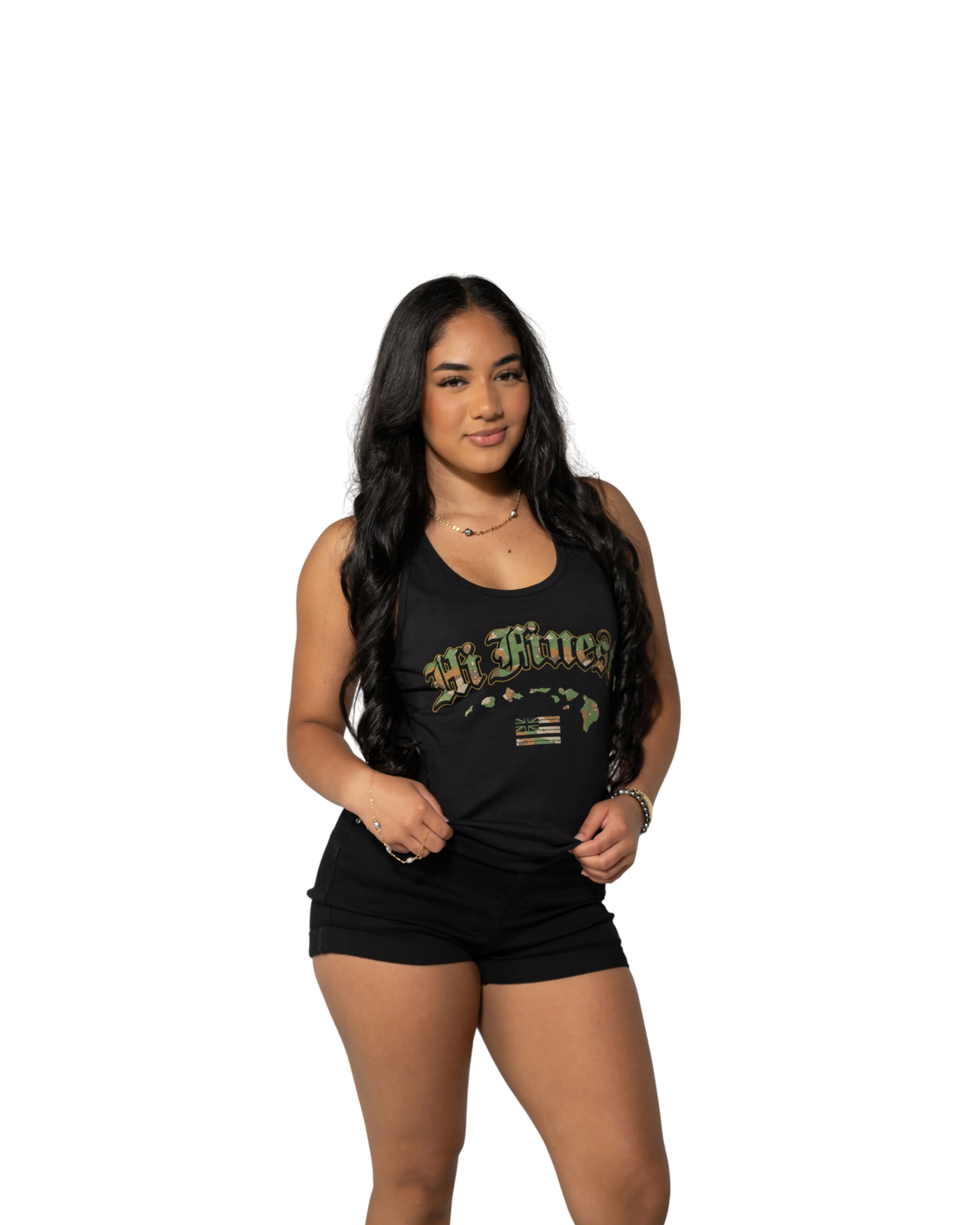 WOMEN'S CAMO GREEN OLD ENGLISH TOP